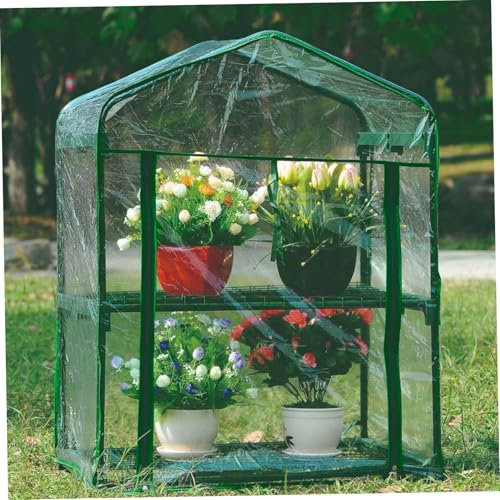 Greenhouse Cover, 2-Tier Waterproof Clear Plastic Greenhouse Replacement Cover with Roll-Up Zipper Door for Gardening Plants, Green House , Replacement