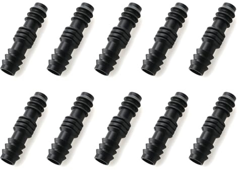 HJGarden 10 micro irrigatori da giardino da 16 mm, in POM, dritti attraverso le spine nere, per prato e patio, pantaloni in vaso, 10 pezzi