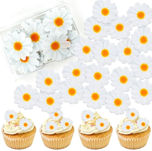 Decorazioni Commestibili per Torte,Fiori Commestibili per Torte,Margherita Commestibile per Torte,Topper Cupcake per Matrimonio,Compleanno,Anniversario