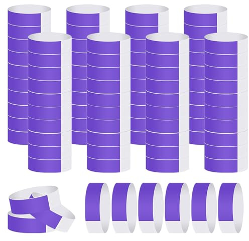 400Pcs Wristbands for Events, Waterproof Paper Neon Wristbands Party Arm Bands Bracelets Wrist Bands for Clubs, Bracelets Entrance Paper Wristbands for Events Music Concert Contest (Purple)