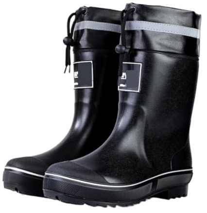 AMYSTY Rain Boots For Walking Men's And Women's Mid Tube Rain Boots Outdoor Rubber Shoes Classic Water Boots Outdoor Wellies(Black,40-41)