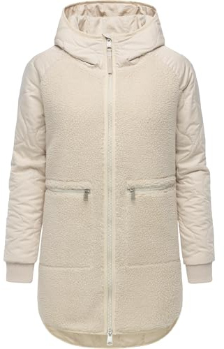 Ragwear Damen Teddyfleece Kurzmantel warmer Plüschmantel mit Kapuze Longeddy YOUMODO XS-XXL