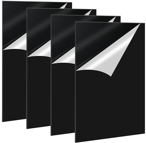 Acrylplatten 30 x 20 cm Transparent 2 mm Dick | 4 Stück Acrylglas Platten Glasklar Kunststoffplatten | Acrylglas Ersatz für Fotorahmen, Malerei, DIY-Projekte, Display & Modellbau (Schwarz)