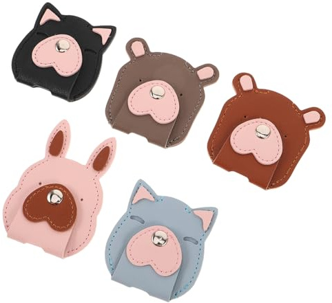 SOIMISS Set 5 Pezzi Avvolgicavo per Auricolari in Pelle PU Organizzatore per Cavi da Viaggio a Forma di Animale Clip Gestione Cavi Compatibile per Cuffie e USB Supporto Portatile per