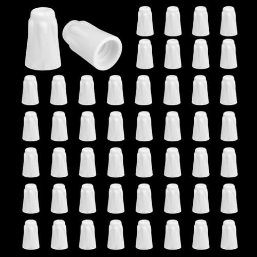 50pcs Ceramic Wire Connectors, High Temperature Insulated Porcelain Twist Caps & Ceramic Nuts for Electric Electrical Heating System Repairs Withstands Up to 1000°F/538°C (Small Size)