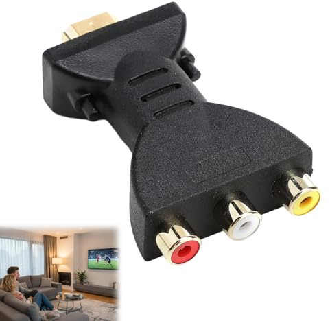 Mlifleue HDMI to RCA Converter, 1080P HDMI to AV Converter with Red White Yellow AV Output, Gold Plated Interface Male Female RGB Cable for TV (Not compatible with PS2/PS3)