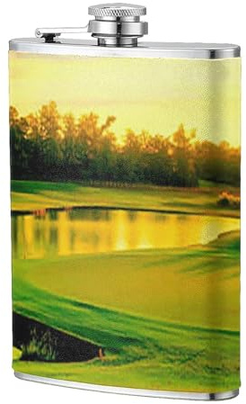 Parcours de golf imprimé,Flasque de poche plate de 8 oz en acier inoxydable 304, idéale pour les activités de plein air.