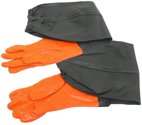 VINTORKY Guanti Impermeabili Lunghi per Giardinaggio e Pesca, 1 Paio Rivestimento Antiscivolo, Adatti per Lavori Esterni e Pulizia