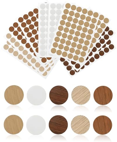 LOZTBUE 10 Unidades Cubiertas de Tornillos Autoadhesivas Redondas, 21 mm, Vetas de Madera, para Muebles, armarios