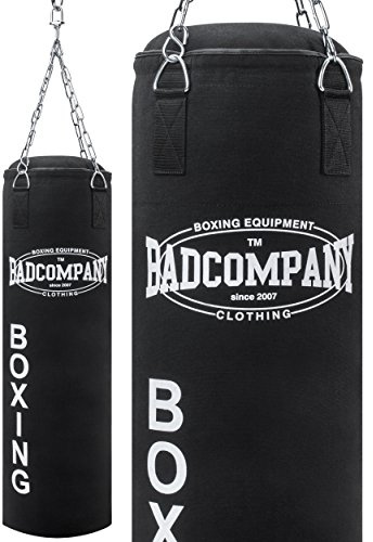 Bad Company Boxsack inkl. Vierpunkt Stahlkette I Canvas Punchingsack, gefüllt I 80 x 30 cm