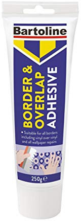 Colle à bordure Bartoline 250 g pour 10 m – pour bordures de papier peint décoratives et vinyles, fixe les joints, répare les revêtements muraux déchirés, séchage rapide, forte adhérence.