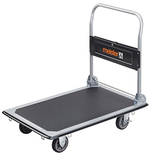 Meister Plattformwagen - Klappbar - Bis 300 kg Tragkraft - Feststellbremse / Transporthilfe mit Lenkrollen / Paketwagen mit Antirutsch-Beschichtung / Klappwagen aus Stahl / 8985540