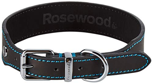Rosewood Lyxigt hundhalsband i läder, 45-55 cm, svart