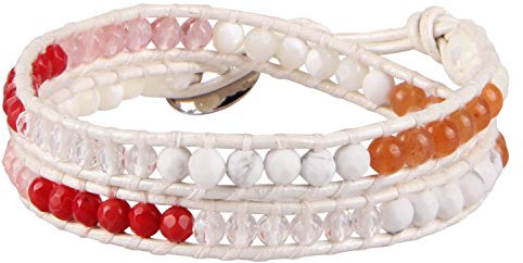 KELITCH Achat Perlen 2 Wickelarmbänder Handgemachte Charm Perlenarmbänder Boho Armreif (Farbe Edelsteine 1)