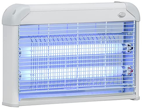 Outsunny Lampe Anti-Moustique, Tueur d'insectes électrique UV 20W, Tue-Mouche électrique, Efficace sur Une Surface de 60 m², piège à Moustique pour intérieur et extérieur, Gris