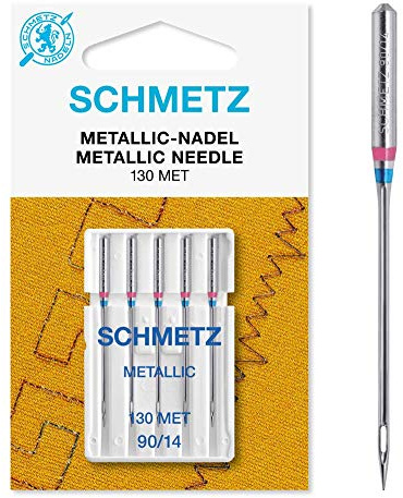 Schmetz Nähmaschinennadeln, metallisch, 5 Stück 90/14 silber