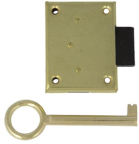 Amig - Serratura a incasso per Mobile | Ingresso 25 mm | Include Chiave a Forcina | Sistema di Chiusura per Tavoli, Armadi e Mobili Piccoli | Ottone Dorato Opaco