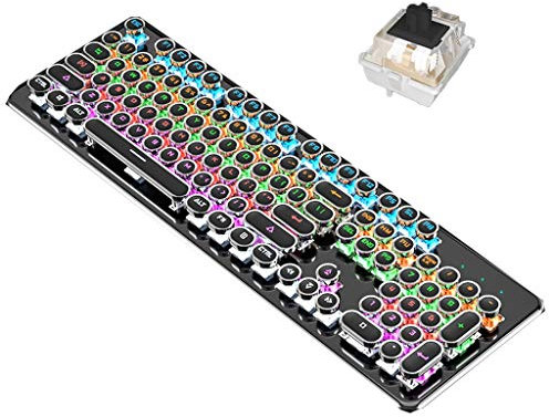 ARCH Retro Gaming Fissato La Tastiera Gaming, Pannello Interamente in Metallo con Il Gioco Meccanico USB Tastiera Gaming Tastiera di Computer Via Cavo for PC/Mac/Desktop Gamer