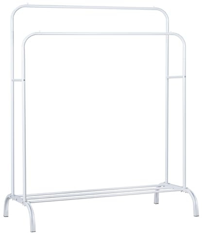 Perchero burro doble de metal con barras para colgar ropa y base inferior para zapatos o cajas | Estructura resistente, diseño compacto y moderno | Ideal para dormitorio, vestidor o lavandería
