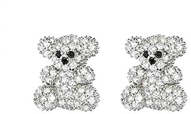 Kaguyo - Pendientes de tuerca de plata de ley 925 con circonitas cúbicas brillantes y bonitos para mujeres y niñas, regalo de cumpleaños, Plata de ley Oro blanco, Amatista