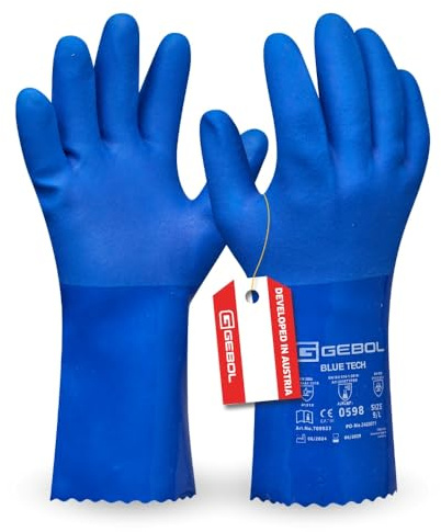 Gebol Blue Tech Arbeitshandschuhe, Gr. 9/L, wasserabweisend, rutschfest | Für Werkstatt, Montage & KFZ, sicherer Halt bei jedem Griff, feines Tastgefühl, angenehme Passform