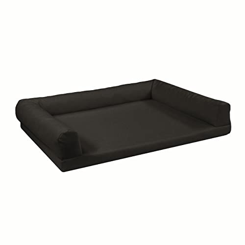 Juelle Orthopädisches Hundebett aus Kunstleder, Hundesofa mit Orthopädischer Matratze für Große Hunde, Abnehmbarer Bezug, Maschinenwaschbar, Lord M - 100x75x20 cm, Grafit