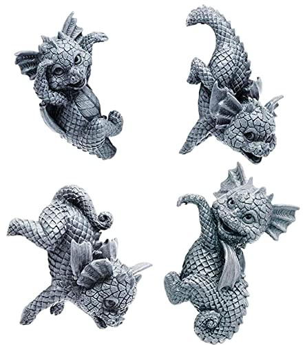 apofly Harz Dinosaurier Statue, Blumentopf Drachen Figuren Deko Hanging Cup Modell Drachen Statuen Garten Ornamente Tier Drachen Figuren Dekoration 4 Stücke