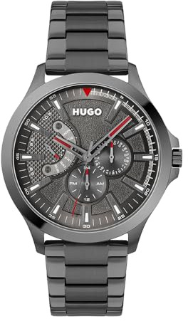 HUGO Multi Zifferblatt Quarz Uhr für Herren Kollektion #LEAP mit Graues Edelstahlarmband - 1530247