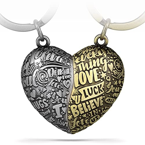 FABACH Porte-clés puzzle en forme de cœur - Pièce de puzzle d'amour - Pendentif cœur - « Je t'aime » - Porte-clés pour couples - Cadeau d'anniversaire pour couples - Cadeau d'anniversaire de mariage