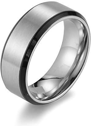 Aotiwe Freundschaftsringe Beste Freundin, Eheringe Nordic 8mm Zweifarbig Schwarz Edelstahl Größe 65 (20.7)
