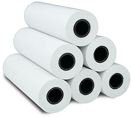 NYEAR Lot de 6 rouleaux de papier thermique A6 (110 mm de largeur/7 m de long, Φ3,5 cm) pour imprimante portable, plus épais et plus clair pour améliorer la qualité d'impression (1 étui – 6 rouleaux)