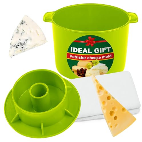 Moule à fromage pour fromage faisant du fromage avec suivi Vert 1/2 gal - Fournitures de fromage - Moule à fromage - Panier de fabrication de fromage - Molde Para Queso Casero - Fromage Press