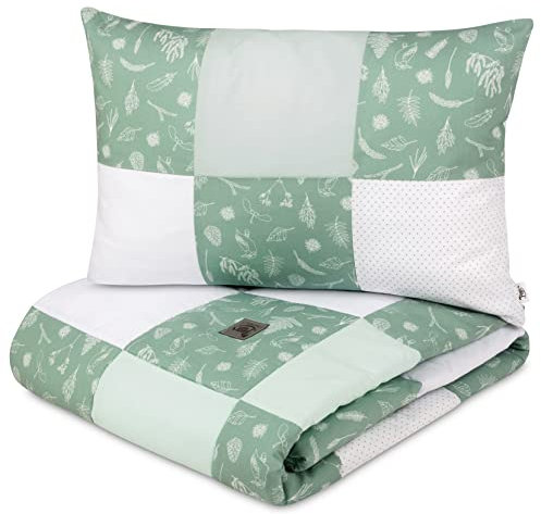 Pepi - Patchwork Baby Bettdecke und Kissen - Baby Decke und Kissen Set - Kinderbettdecke - Bettdecke 100x140 - Kissenbezug 40x60 cm - Baby Bettwäsche - Babybett Set - Baumwolle (Spring Paradise)