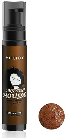 100ML Dunkelbraun Haarfärbespray für Spitzenperücken, Lace Tint Melting Haar Mousse für Perücken, Spitzenschmelzspray Haftspray Concealer Schnell trocknender für Toupets Haarteile Damenhaarperücken