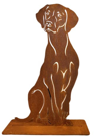 Terma Stahldesign Rost Hund Magyar Vizsla lebensgroß Metall Gartenfigur Handmade Germany wetterfest Gartendeko Tierfigur Grabdeko Geschenk