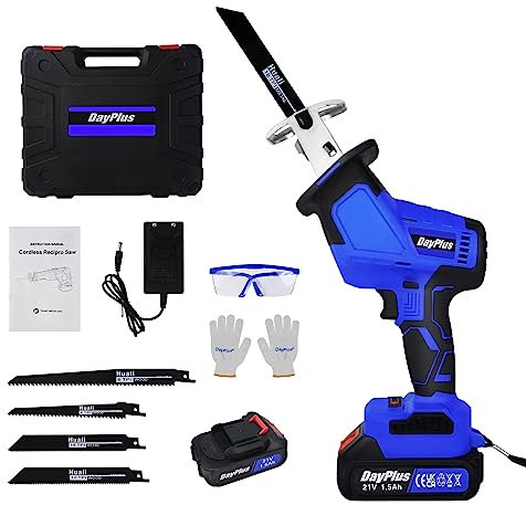 Brushless Sega Sciabola Senza Fili 21V 1.5Ah Sega Compatta Con Batteria Agli Ioni Di Litio e Caricabatterie 0-3000SPM Velocità Variabile Sega Alternativa 22mm Lunghezza Di Corsa Per Legno Metallo