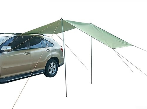 DAZZLEEX Toldo lateral portátil para coche para acampar al aire libre, refugio impermeable en la azotea, verde militar