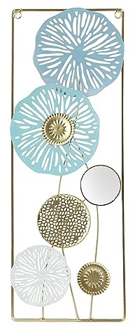 BuyWeek Decoración De Arte De Pared De Metal, Adorno De Escultura De Pared De Metal Elegante Decoración De Espejo para Colgar En La Pared para Sala De Estar Dormitorio Oficina