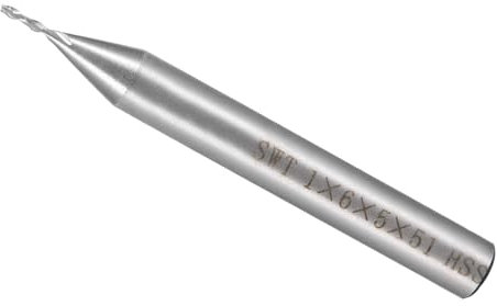 CoCud Fraise à Bout Carré, Diamètre de Coupe de 1 mm x Longueur de Coupe de 5 mm, Queue de 6 mm, Fraise en Acier Rapide Avec Revêtement en Aluminium, 2 Flûtes, Fraise CNC pour Fraisage