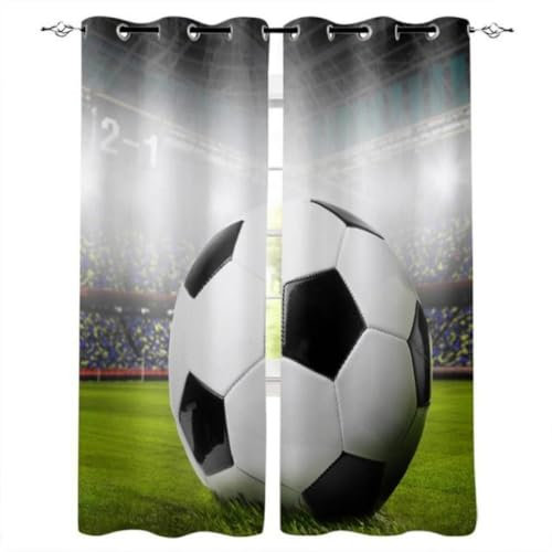 IMASHI Kinder Vorhänge 3D Fußball Muster Öse Wärmeisoliert Bedruckte Vorhänge Verdunkelungsvorhänge Für Schlafzimmer Wohnzimmer Vorhänge 100x140cm