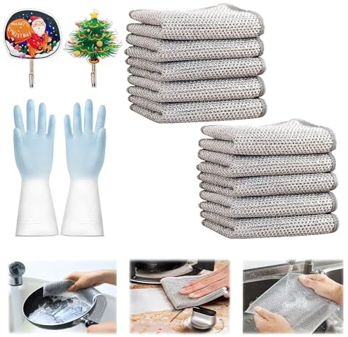 NNBWLMAEE Straccio per la pulizia del filo metallico a rete, multiuso per lavare i piatti bagnati e asciutti, 2024 nuovo straccio per la pulizia di piatti, lavelli, banconi, piani cottura (10 pezzi)