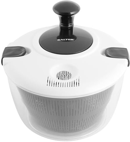 Salter BW12003EU7 spinner Insalata - 3,5 litri, lavare, asciugare, servire, prep insalata, asciugatrice, facile da usare, antiscivolo, aggiungere condimento insalata, scolapasta a doppia funzione