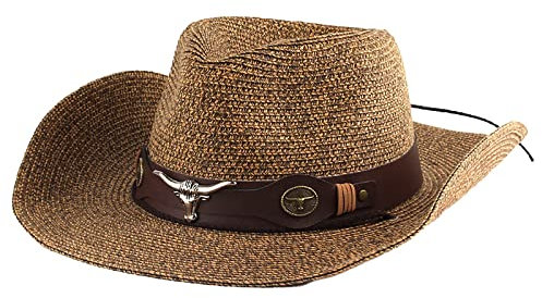 FakeFace Herren Damen Cowboyhut Westernhut Panamahüte Sonnenhut Strohhut Piraten-Hut Modehut Sonnenschutz Cowgirl Cowboy Hut Hüte für Erwachsene