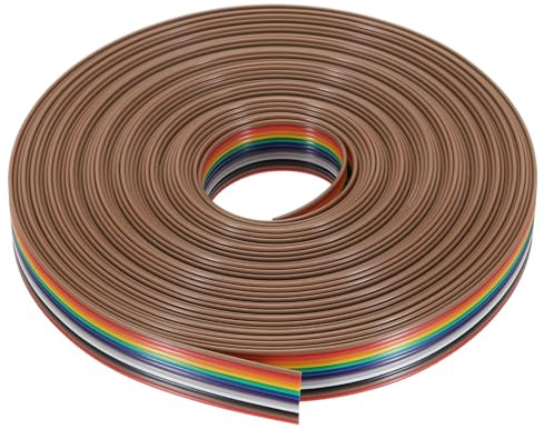 QUARKZMAN 1 pcs 12 Broche Plat Arc-en-ciel Ruban Câble 32,8Ft 1,27 mm Pas Planche Pain Jumper Fils pour Électronique Projets