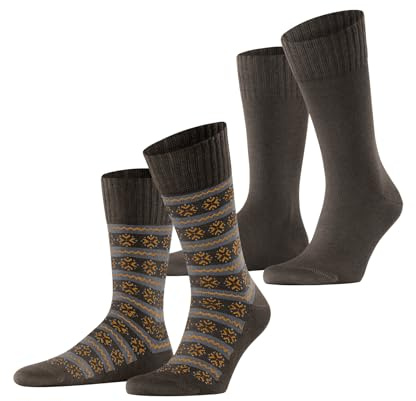 ESPRIT Scandi Multipack M So cotone lana fantasia confezione di 2 paia, Calzini Uomo, Marrone Chocolate 5004, 39-42