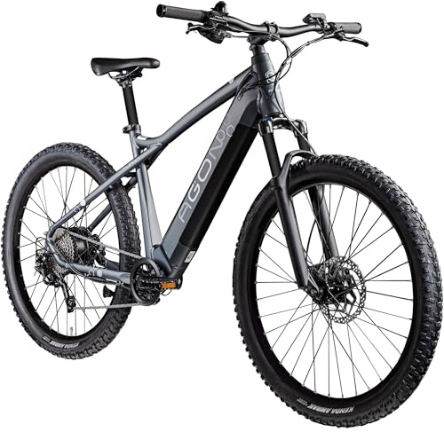 AGON Alpha E Bike Mountainbike Herren oder Damen 170-190 cm Pedelec 27,5 Zoll Hardtail MTB Trail mit Ananda Motor (Rock Grey Anthracite, 48 cm)