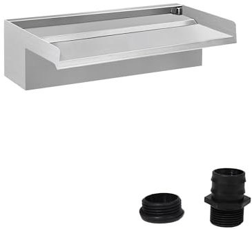 E-ANG.W Edelstahl Wasserfall,Wasserspeier mit Breiter Fließender Plattform,Geeignet für Gartenteich,Terrassen,Schwimmbäder und Wassermerkmale(15 cm)