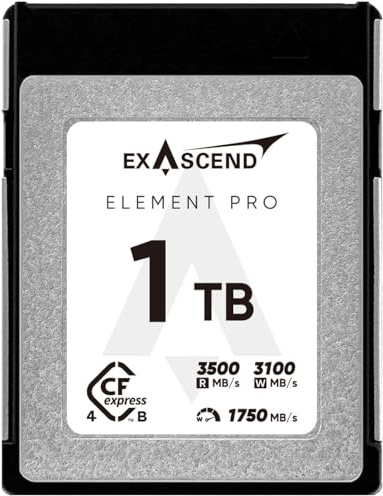Exascend Element Pro 1TB CFexpress 4.0 Typ B Speicherkarte – Extrem hohe Geschwindigkeit bis 3500 MB/s Lesen, 3100 MB/s Schreiben – Für 8K RAW Video, Profi-Kameras & Serienbildaufnahmen