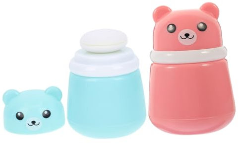 TOYANDONA 2 Stück Babypuderbehälter Mit Quaste Kunststoffbox Puderquaste Für Kinder Reisen Rosa Blau