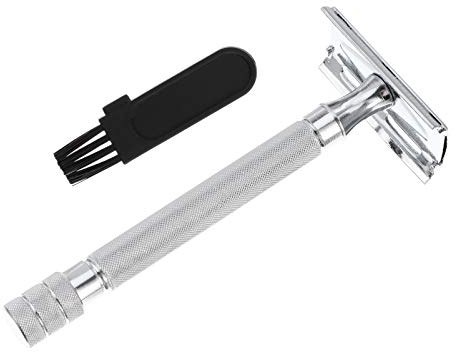 Manueller Sicherheitsrasierer für Herren aus Aluminiumlegierung in Weiß | Retro Stil, Wiederverwendbares Rasierwerkzeug, Close Shaving, Sicher zu Nutzen und Rostbeständig